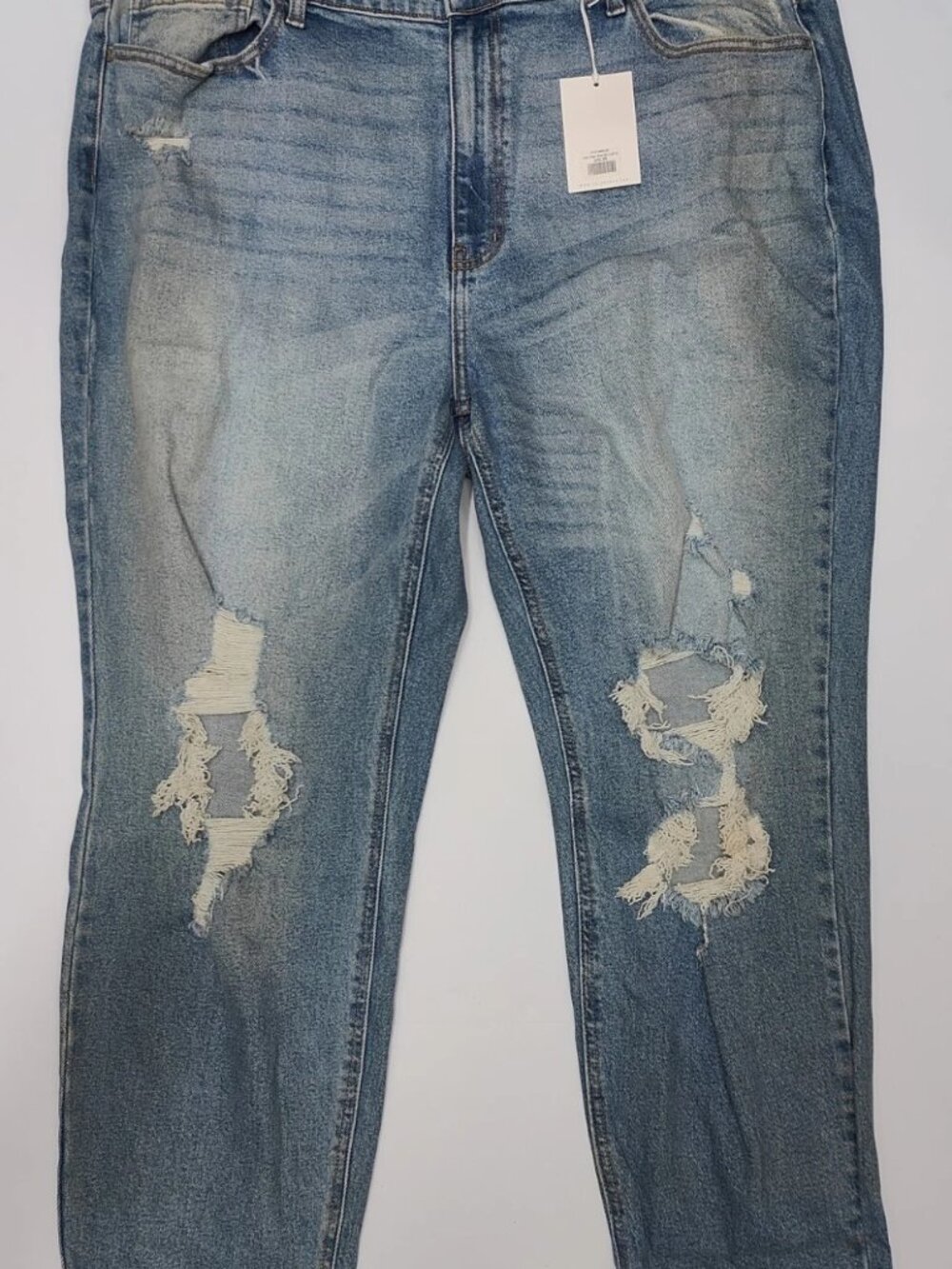 Ms. Cello Women's Blue Distressed High Rise Mom Jeans Size 22